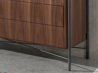 Cassettiera noce e acciaio scuro