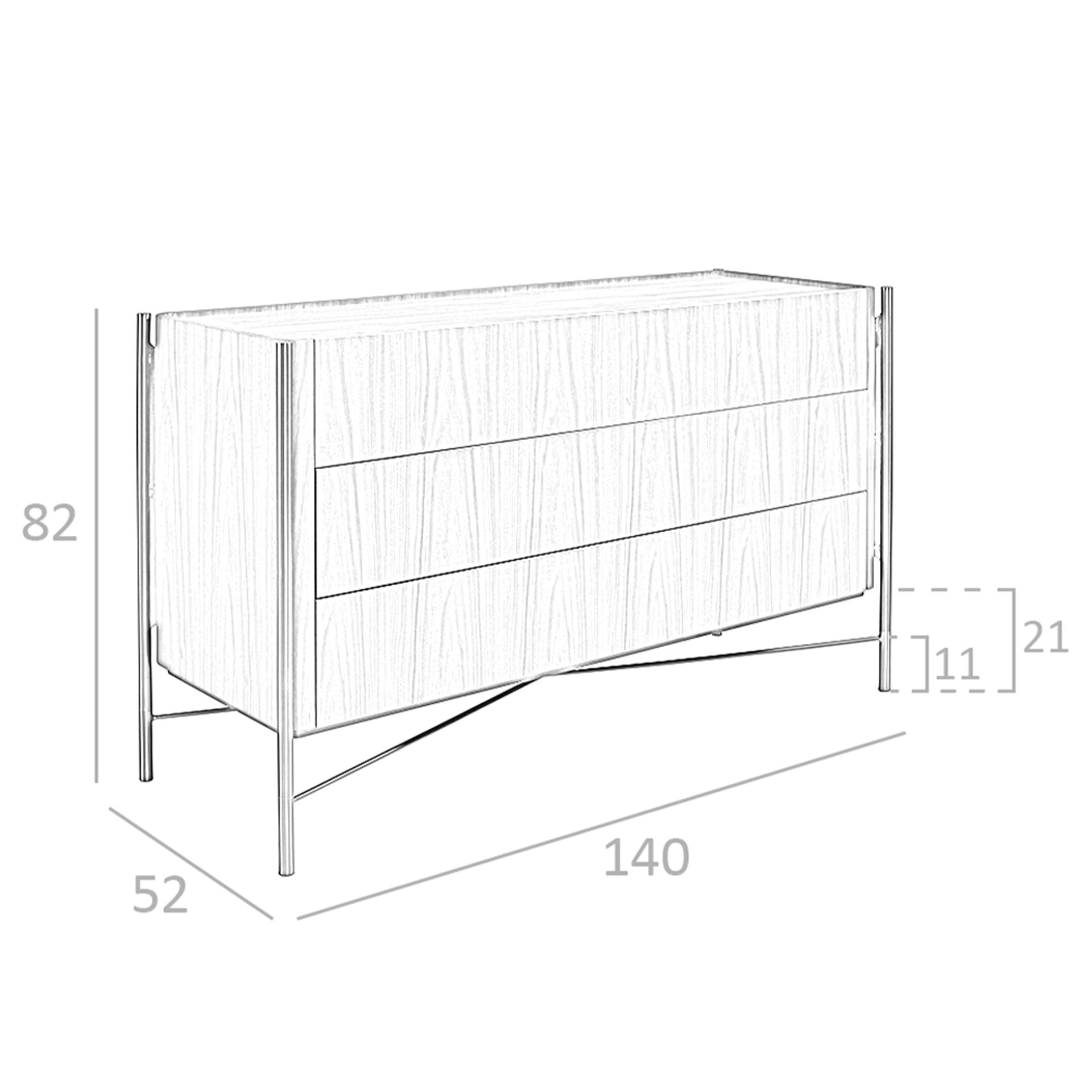 Cassettiera noce e acciaio scuro