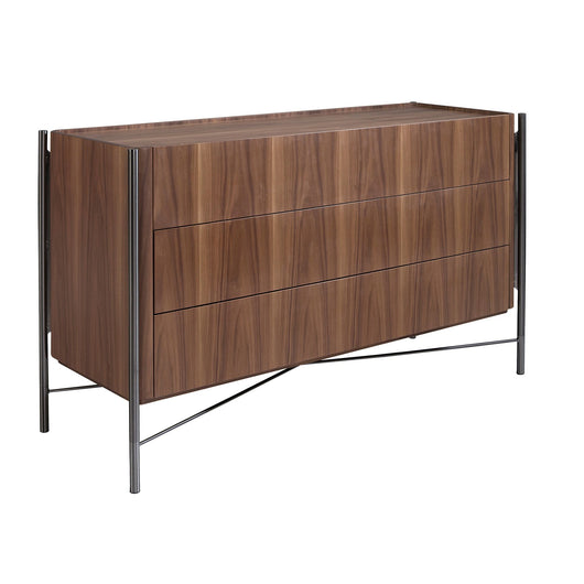 Cassettiera noce e acciaio scuro