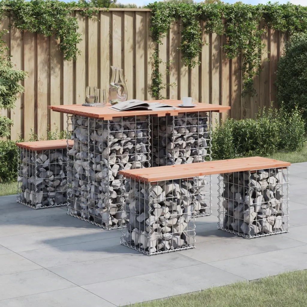Tavolo da Giardino | Tavolino da esterno in gabbione design 100x70x72 cm in legno massello Douglas
