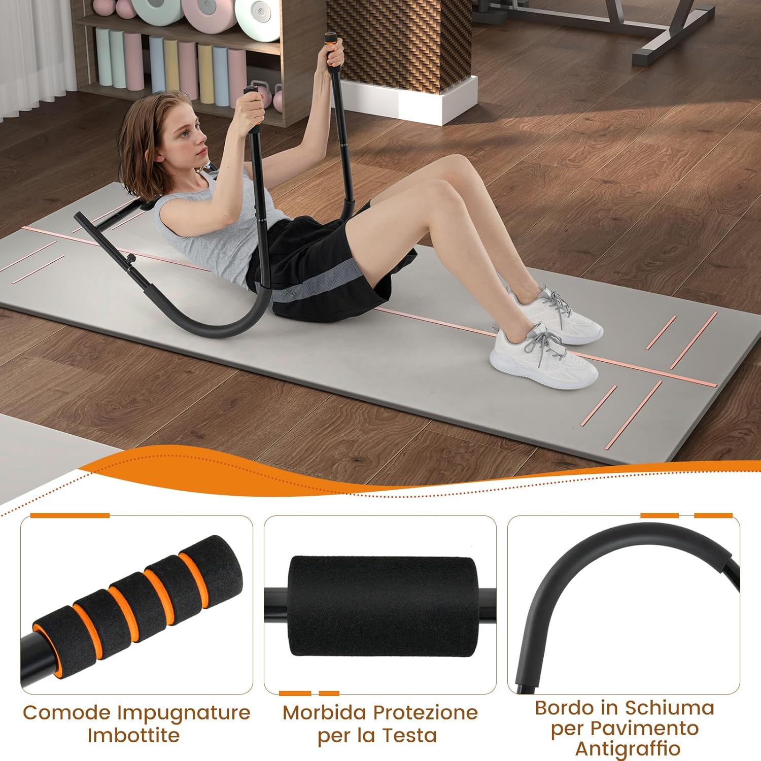 Allenatore Addominale Fitness Pieghevole, Allenatore Fitness AB con Supporto Imbottito per Testa/Collo, Assistente per Allenamento Sit Up, Esercitatore per Crunch