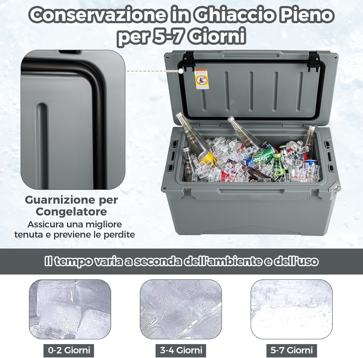 Frigorifero Portatile da 47 Litri, Frigo da Campeggio con Portabicchieri Integrati, Freddo Portatile con Manico, Fino 5-7 Giorni, Regolo e Apribottiglie, per, Campeggio, Picnic, Pesca