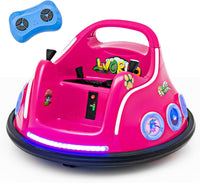 12V Autoscontro Elettrico per Bambini, Macchina Elettrica per Bambini con Design Girevole a 360° Telecomando Luci Musica, Macchina Cavalcabile per Bambini 37-96 Mesi (Rosa)