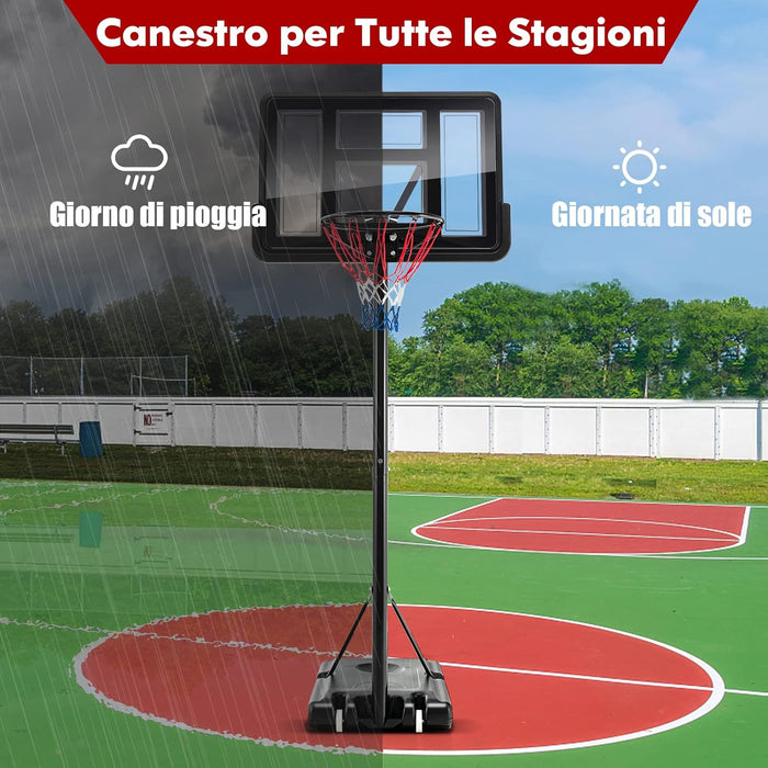 Canestro da Basket Regolabile in Altezza 130-305 cm, Resistente alle Intemperie con Tabellone da 110 cm, Canestro da Basket da Esterno ed Interno per Adulti e Adolescenti