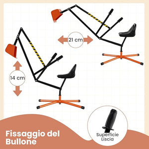 Ruspa Giocattolo per Bambini, Escavatore Cavalcabile con Controlli a 2 Mani e Pala Flessibile, Sedile Girevole a 360°, Regalo per Bambini 3 Anni+ (senza Ruote Arancia)