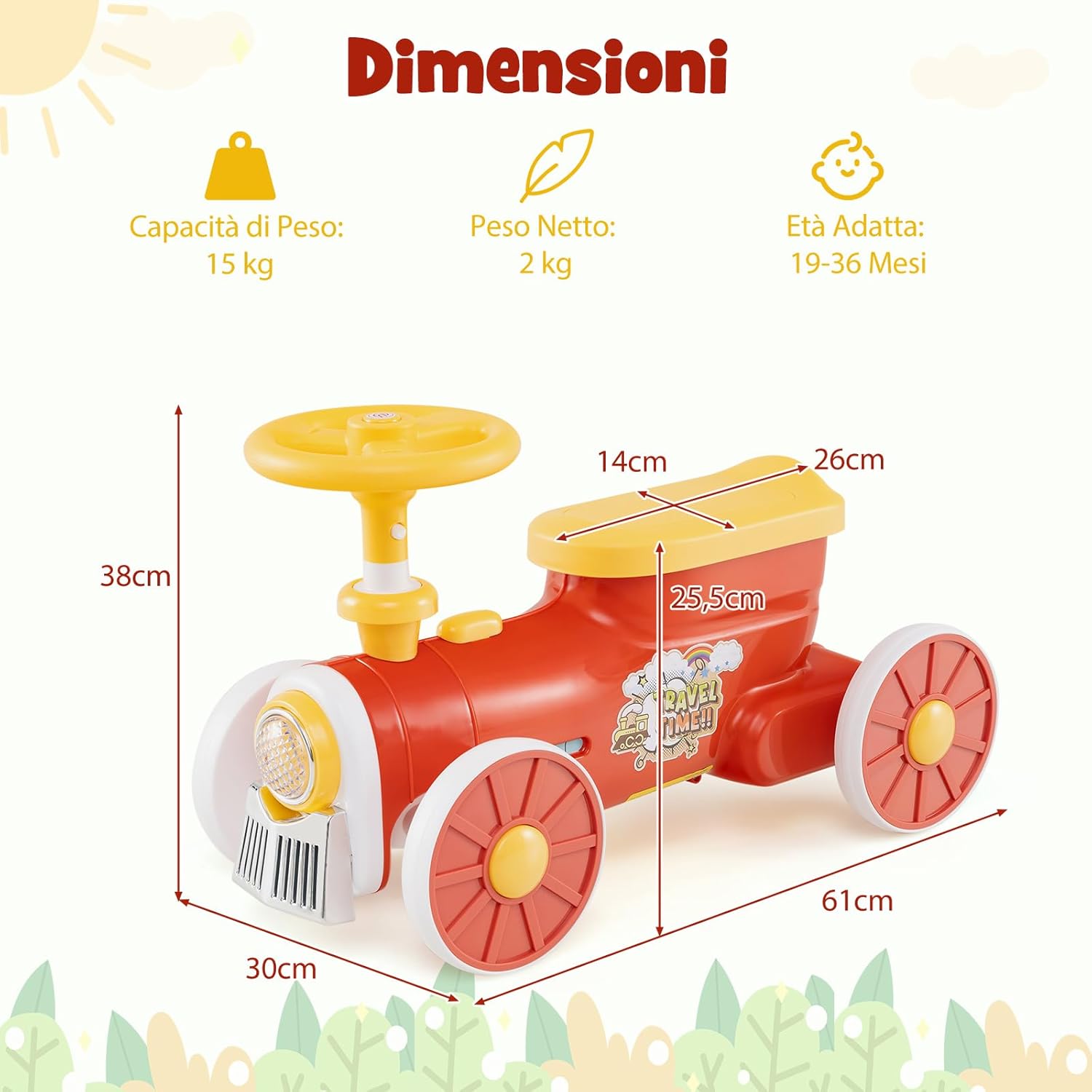 Auto a Spinta per Bambini, macchina cavalcabile con Suono e Spazio di Archiviazione, Auto Scorrevole a Piedi con Volante per Bambini 19-36 Mesi (Arancia)