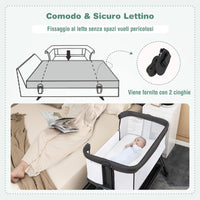 Lettino per Neonati, Culla Portatile Pieghevole con Ripiano Portaoggetti, 7 Altezze Regolabili, Materasso e Borsa per Trasporto (Grigio Scuro)