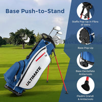 Set Completo di Mazze da Golf per Mancini da Uomo, Borsa Portatile con Supporto e Cappuccio Antipioggia, Include Driver 1 da 460CC, Fairway 3, Ibrido 4, Ferri 6, 7, 8, 9, P e Putter (Blu)
