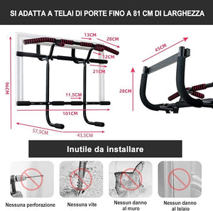 Sbarra Portatile per Trazioni, Barra da Appendere per Allenamento sulla Porta, Sbarra Multifunzionale per Chin Up per Casa e Palestra, Carico 150 kg