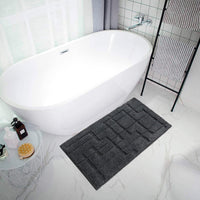 Tappeto Bagno Puro Cotone Morbido 3D Camera Sendiletto Elegante Lavabile Antracite 55x120 cm