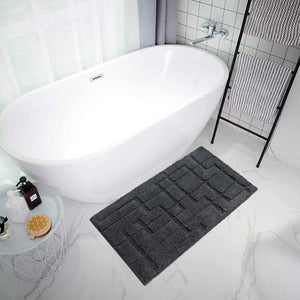 Tappeto Bagno Puro Cotone Morbido 3D Camera Sendiletto Elegante Lavabile Antracite 55x120 cm