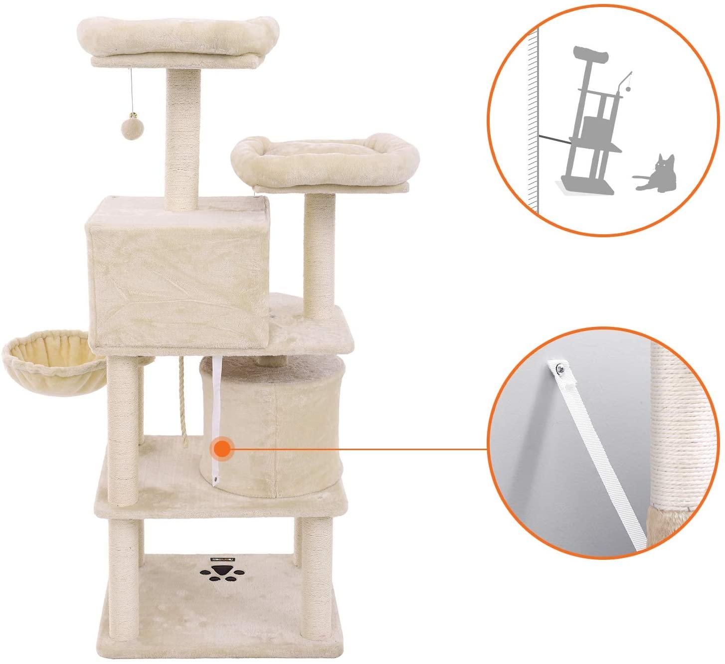 Tiragraffi a colonna in cesto di sisal e 2 nicchie per gatti 12_0000144