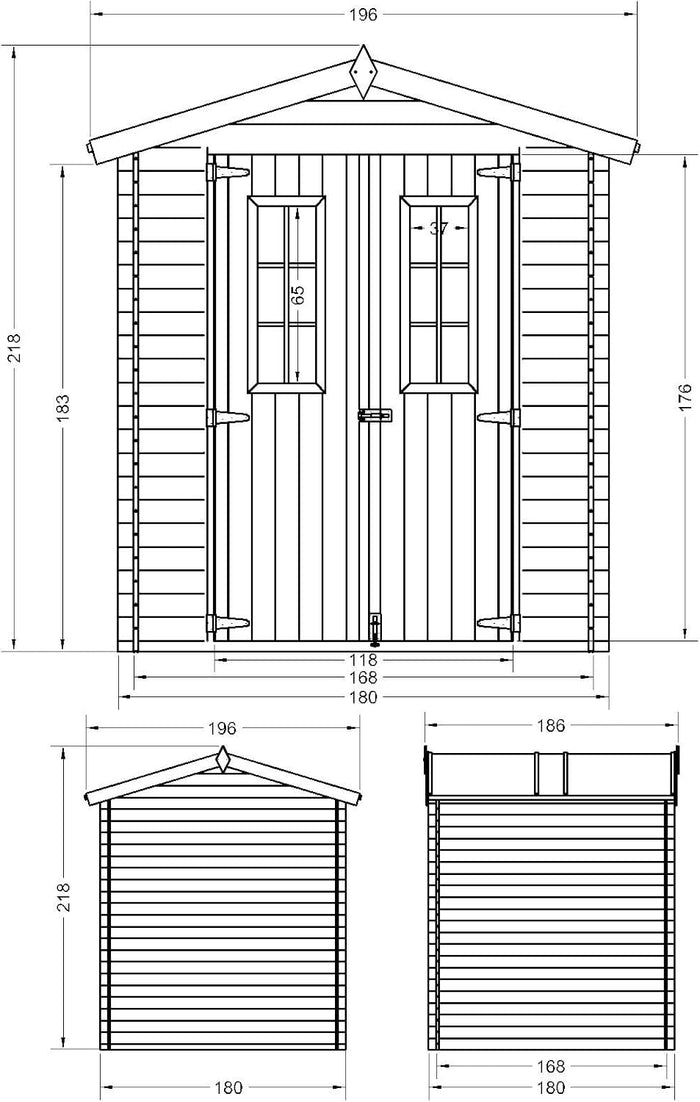Casetta da Giardino in Legno CON PAVIMENTO TRATTATO - 2,82 m2 - TIMBELA M320C+M320G