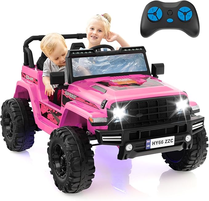24V Auto per Bambini con Telecomando, Macchina Elettrica con 2 Posti musica Bluetooth luci, 2 Velocità Regolabile, Regalo per Bambini 3-8 Anni (Rosa)