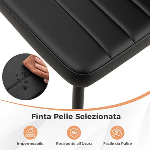 Set 4 Sedie per Sala da Pranzo, Sedie in Finta Pelle con Schienale Imbottiti e Gambe in Metallo, Sedia Moderna per Ufficio, Soggiorno e Studio