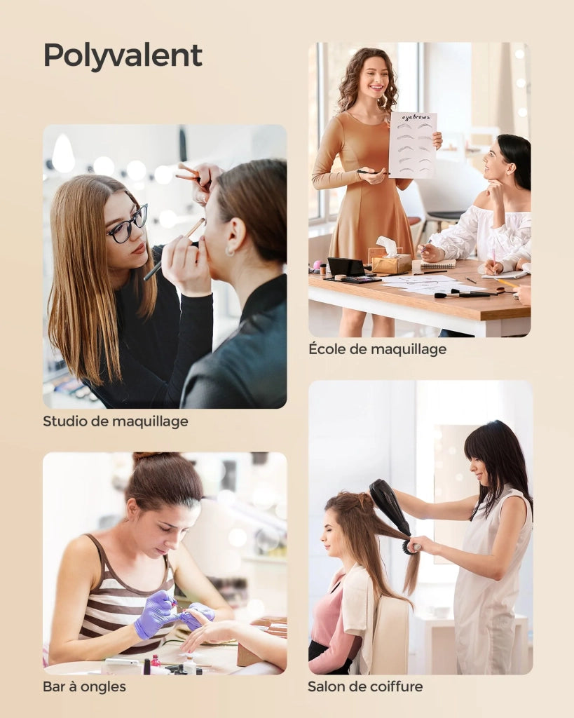 Valigetta per il trucco professionale 4 in 1 beauty case XXL (34 x 24 x 79,3 cm) con serratura ruote a 360° per viaggi manicure trucco parrucchiere rosa 12_0007834