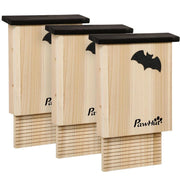 SET DI 3 CASETTE PER PIPISTRELLI IN LEGNO DI ABETE PER ESTERNI, 25X6X37.5 CM, LEGNO NATURALE