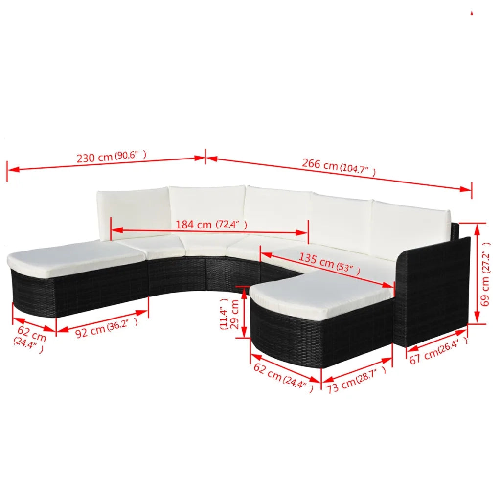 Set Divani da Giardino 4 pz con Cuscini in Polyrattan Nero 43299