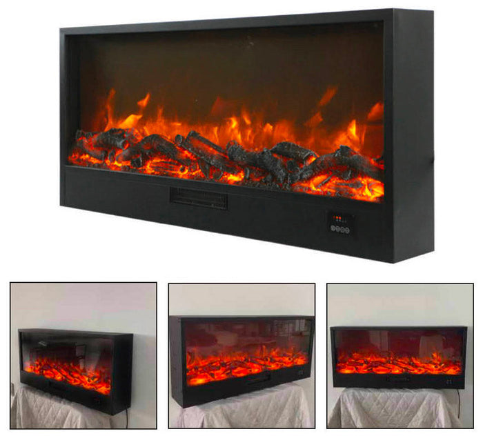 Camino Elettrico da Incasso Effetto Fiamma 108x20x50,7 cm 1500W Sined Ispica 108 Nero