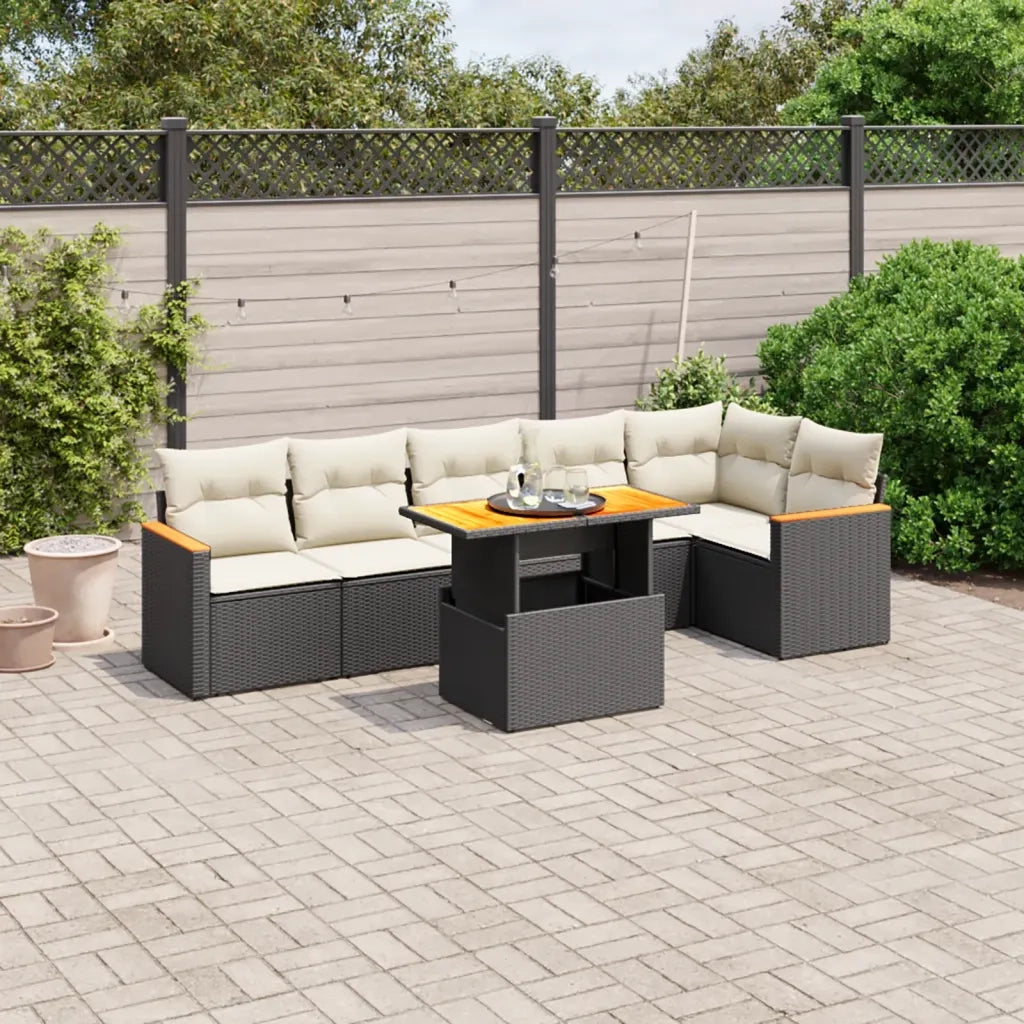 Set Divani da Giardino con Cuscini 7pz Nero Polyrattan 3273086