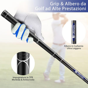 Set Completo di Mazze da Golf da Uomo, 9 Pezzi, Include Driver in Lega, Legno Fairway 3, Ibrido 4, Ferri 6, 7, 8, 9 e P, Putter e Copri Testa per Golfisti Destrimani