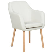 Sedia da pranzo Rivestimento in velluto bianco Gambe in legno con braccioli Stile classico Mobili per il soggiorno