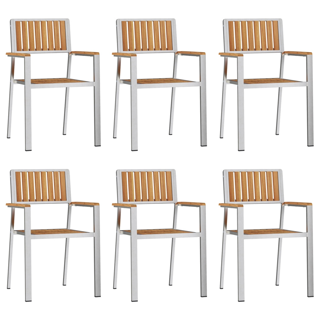 Sedie da Giardino Impilabili  6 pcs 54.5x56x87 cm Legno Massello di Teak