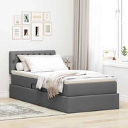 Letto con contenitore e materasso Grigio scuro 90 x 190 cm