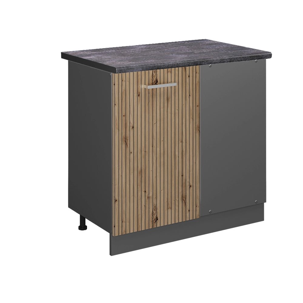 Mobile ad angolo cucina R-Line Rovere artigianale/Antracite 86 cm, PL Antracite Vicco