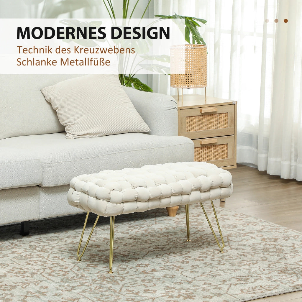 Pouf imbottito con gambe in metallo ¨C zephmum ¨C crema