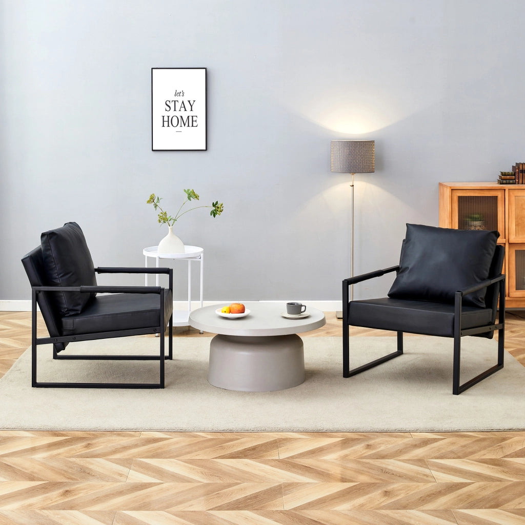 POLTRONA Moderna in metallo nero e pelle sintetica nera 79x65x28 cm