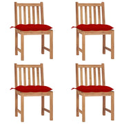 Sedie da Giardino 4 pz con Cuscini in Legno Massello di Teak