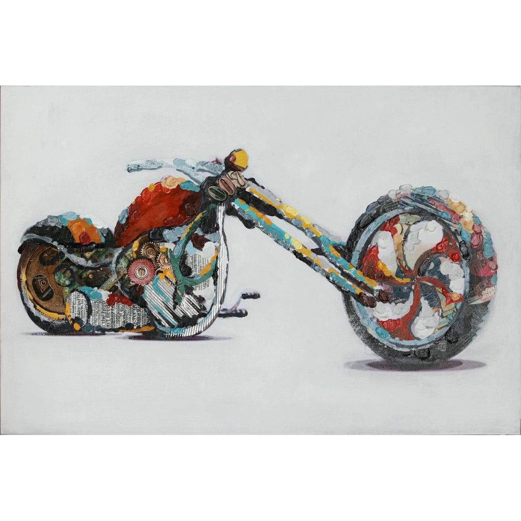 Quadro dipinto a olio su tela Chopper 60x90 cm — fatto a mano
