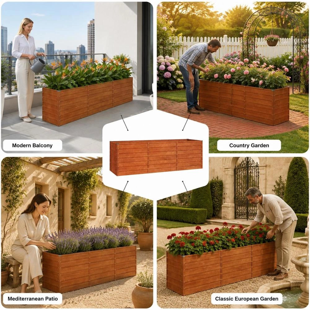 Rusty Raised Bed 240x80x77 Cm Corten Steel