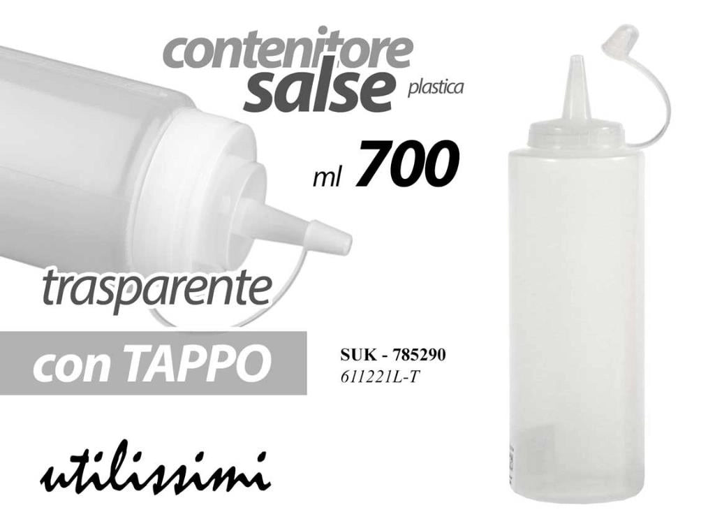 Bottiglia Dispenser per Salse Maionese Ketchup Trasparente 700 ml