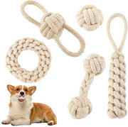 Giocattoli per cani in cotone naturale, gioco da traino interattivo con punto di aggancio - 5 pezzi