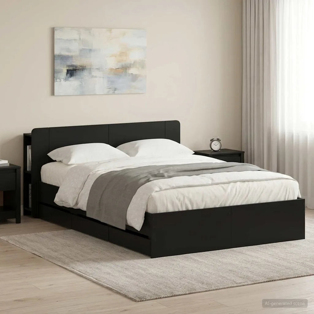 Telaio del letto con storage con testiera Nero 160 x 200 cm 3433973