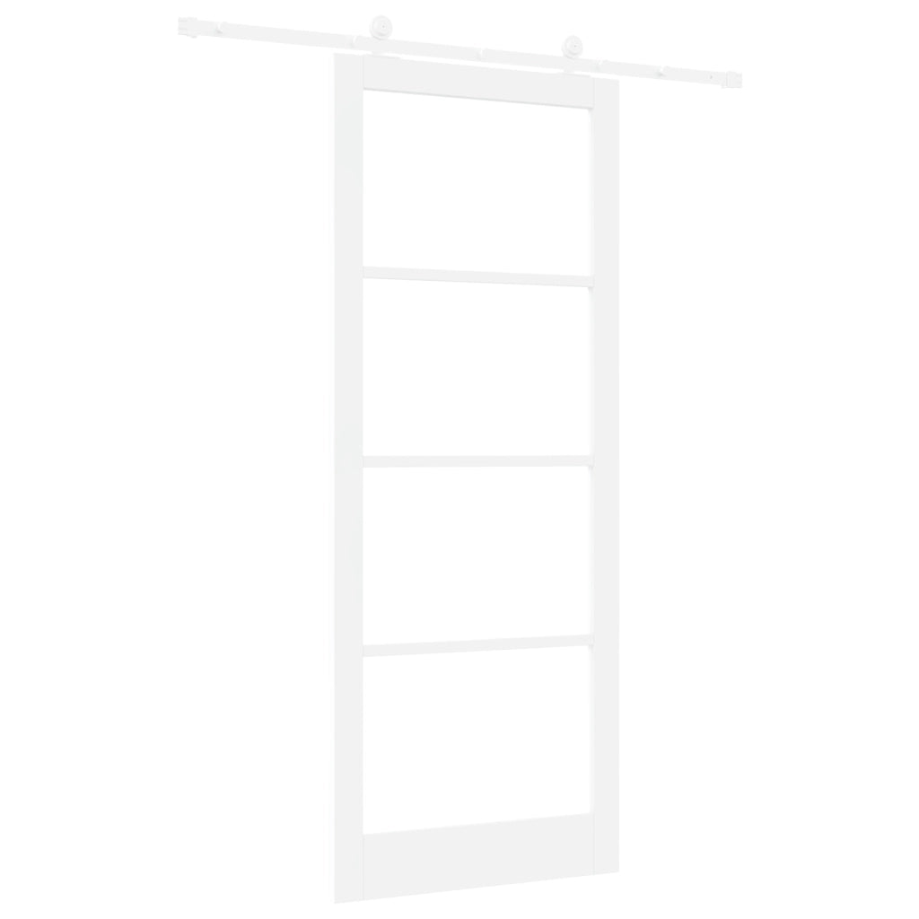 Porta Scorrevole  con Set di Accessori 'ORKDAL'Bianca in Legno Massello e Vetro