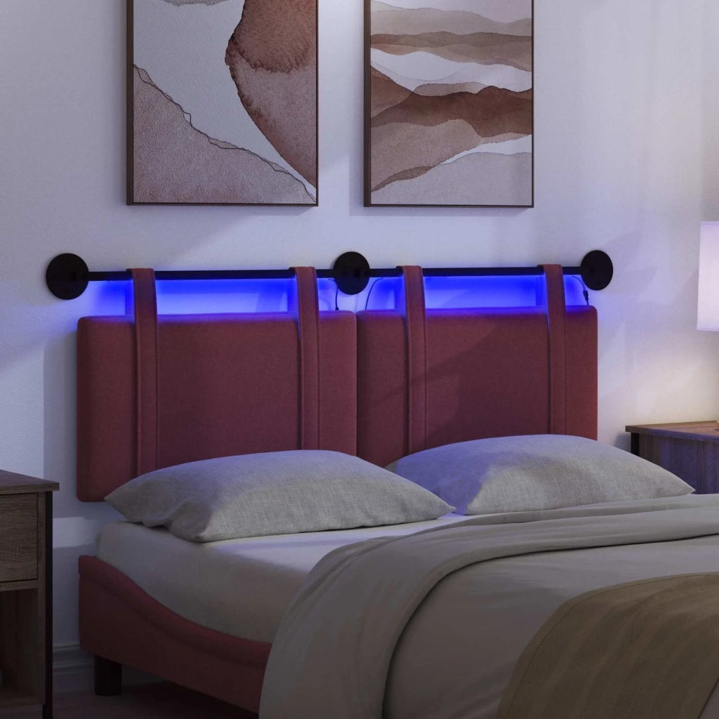 Testiera | Testata sospesa Con luce LED Rosso Vino Tessuto