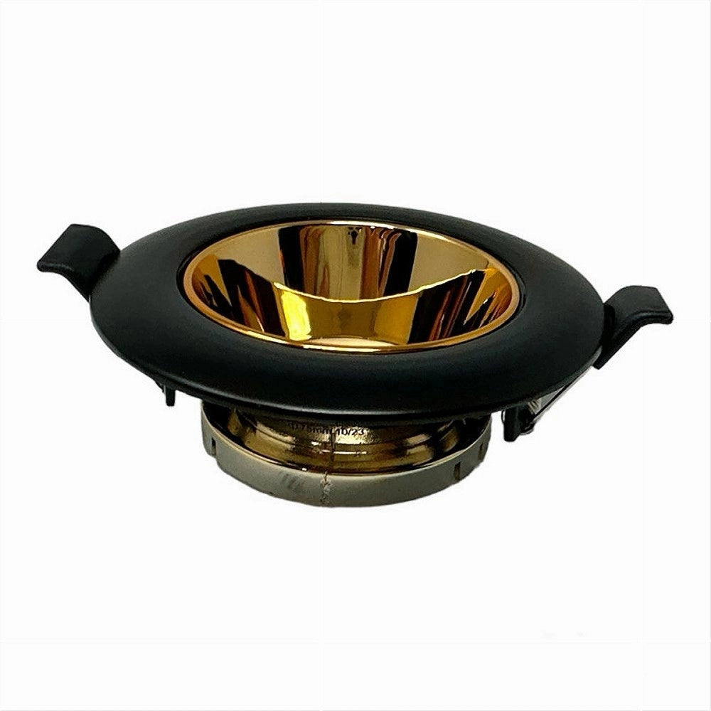 Trade Shop - Portafaretto Tondo Orientabile Incasso Supporto Faretto Nero E Oro P27-gu10-no -