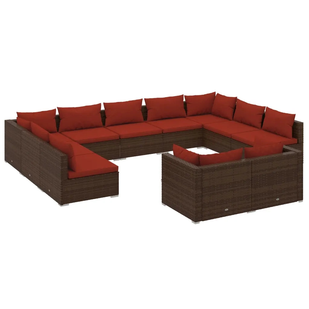 Set Divani da Giardino 11 pz con Cuscini in Polyrattan Marrone cod mxl 38975