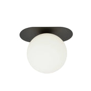 Lampada da soffitto Plaza nera con diffusore in vetro opalino