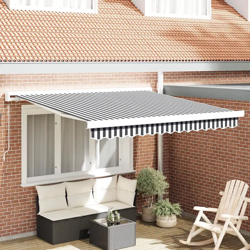 Tenda da Sole Antracite e Bianca 3x2,5 m Tessuto e Alluminio