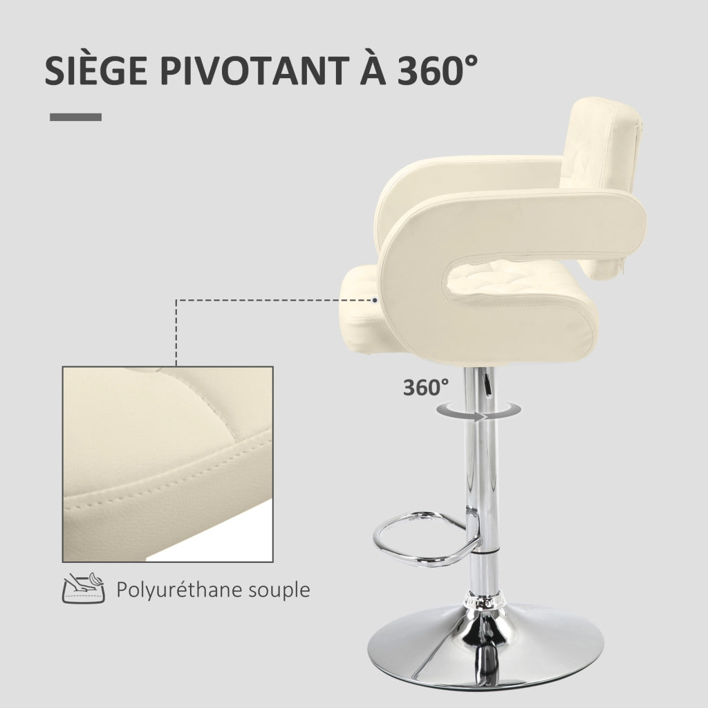 Sgabello da bar girevole con schienale braccioli e poggiapiedi regolabile in altezza ¨C Xylo ¨C Bianco