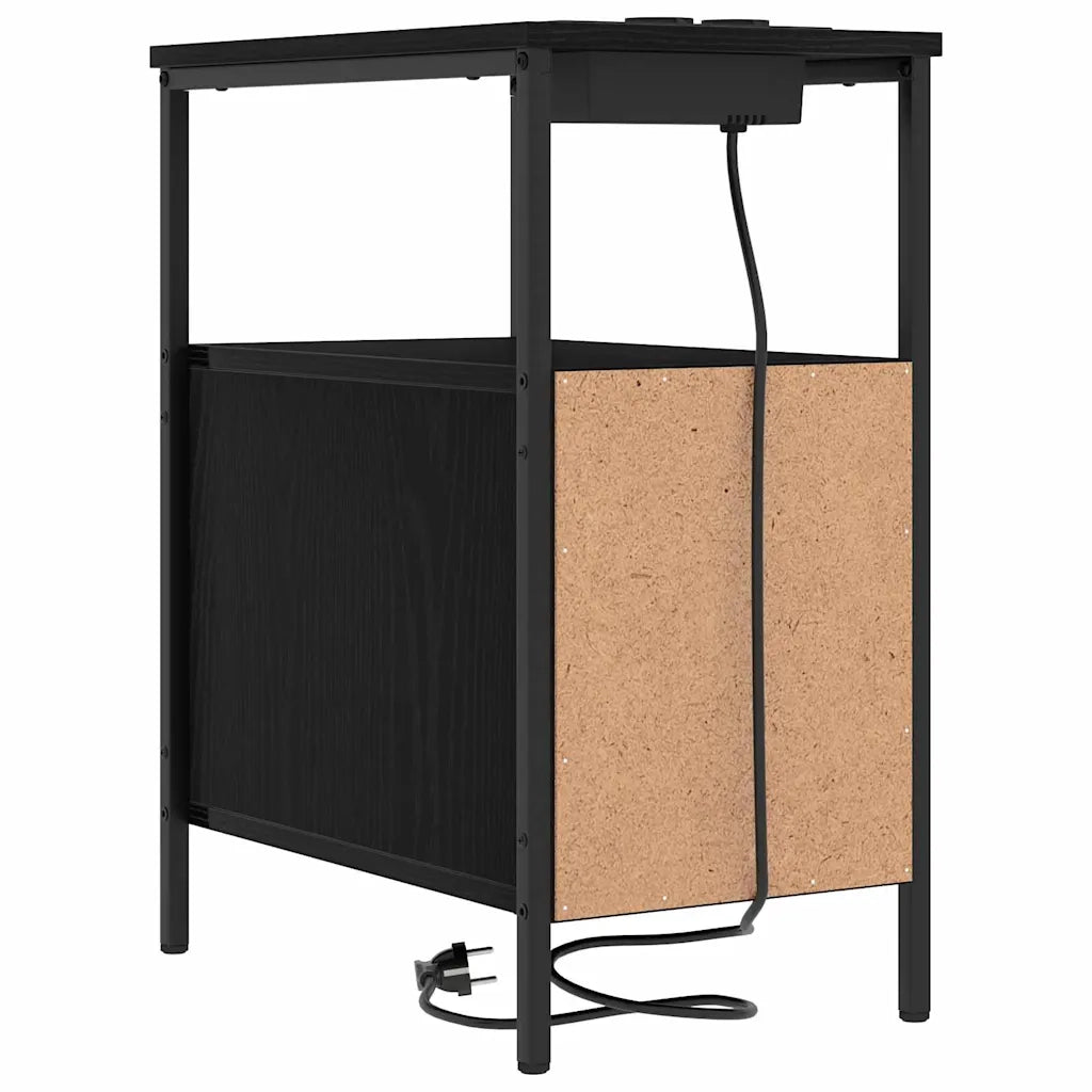Set di 2 Comodini | Armadio da Notte | Mobiletto da notte con cassetto Rovere Nero 30 x 48 x 61 cm