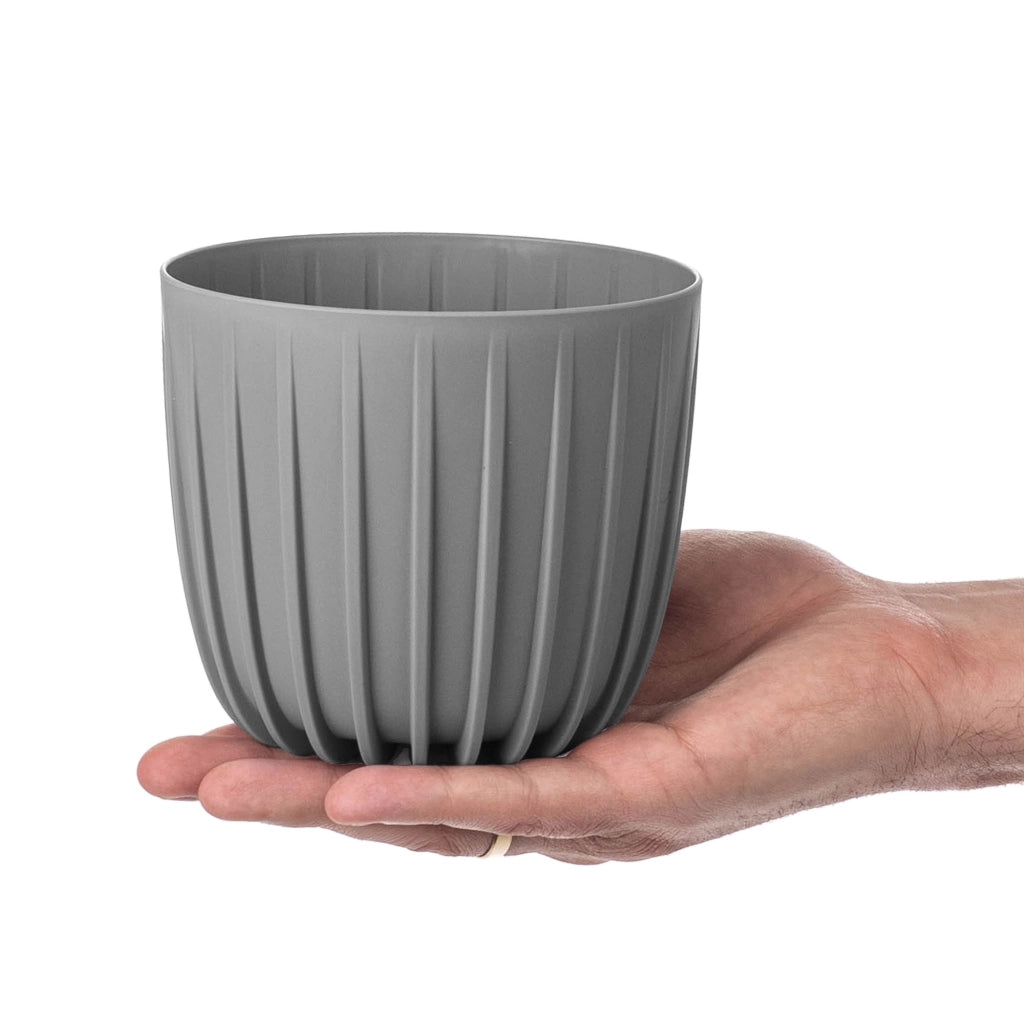 Vaso da fiori KADAX, vaso da fiori, coprifiori, 12,5 cm, rotondo, plastica, grigio