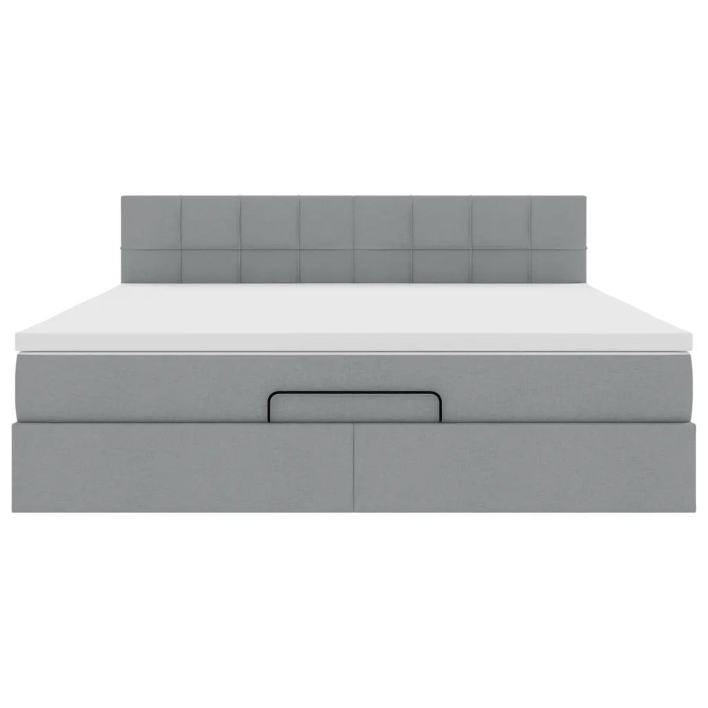 vidaXL Pouf Letto con Materasso e LED Grigio Chiaro 180x200cm Tessuto
