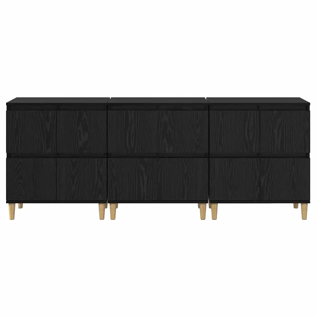 Sideboards 3 pcs Rovere Nero 60 x 35 x 70 cm Legno multistrato