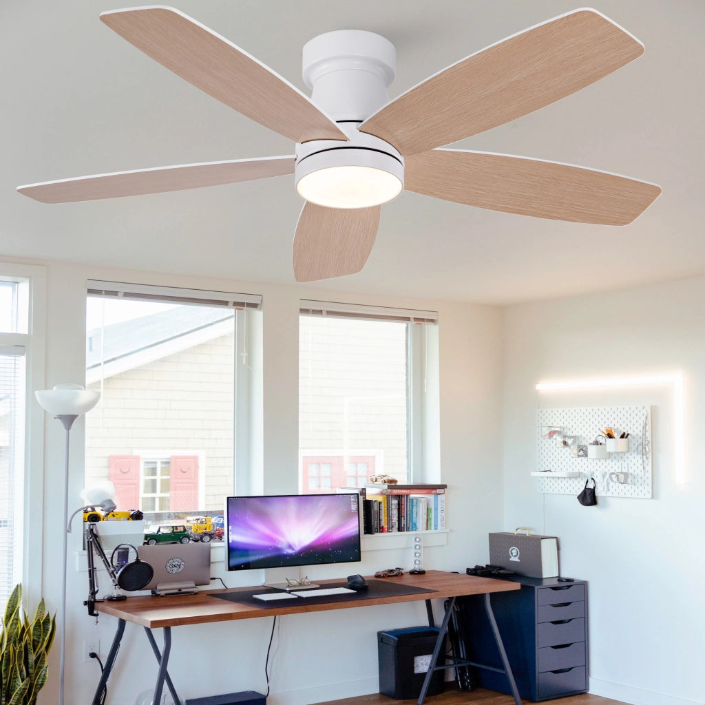 Ventilatore da soffitto 42 pollici con illuminazione e telecomando, 3 pale legno massello, 3CCT dimmerabile, 6 velocit¨¤ silenzioso
