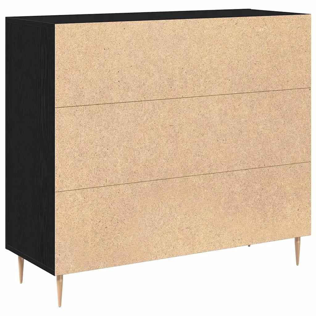 Credenza-Buffet-Armadio da cucina Rovere Nero 90 x 34 x 80 cm Legno multistrato 451944